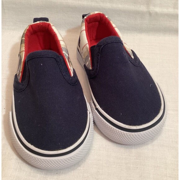 Gymboree Surf Style Boys Blue & Plaid Size 4 Toddler Slip On Canvas Shoes - Picture 3 of 13